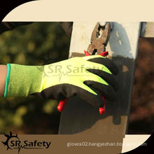 SRSAFETY 13G Hi-Viz yellow coated sandy nitrile glove,winter oil nitrile glove